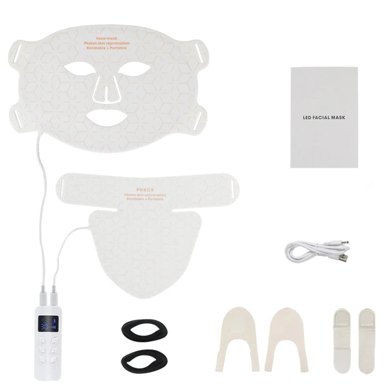 GlowThera - 4-Color LED Gesichts- & Halsmaske mit Rotlicht / Infrarot-Photonentherapie.