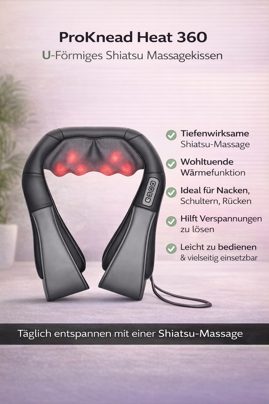 ProKnead Heat 360 – U-Förmiges Shiatsu Massagekissen