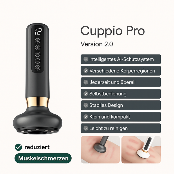 Cuppio Pro - Luxus-Schröpfgerät mit Rotlichttherapie & Wärmefunktion