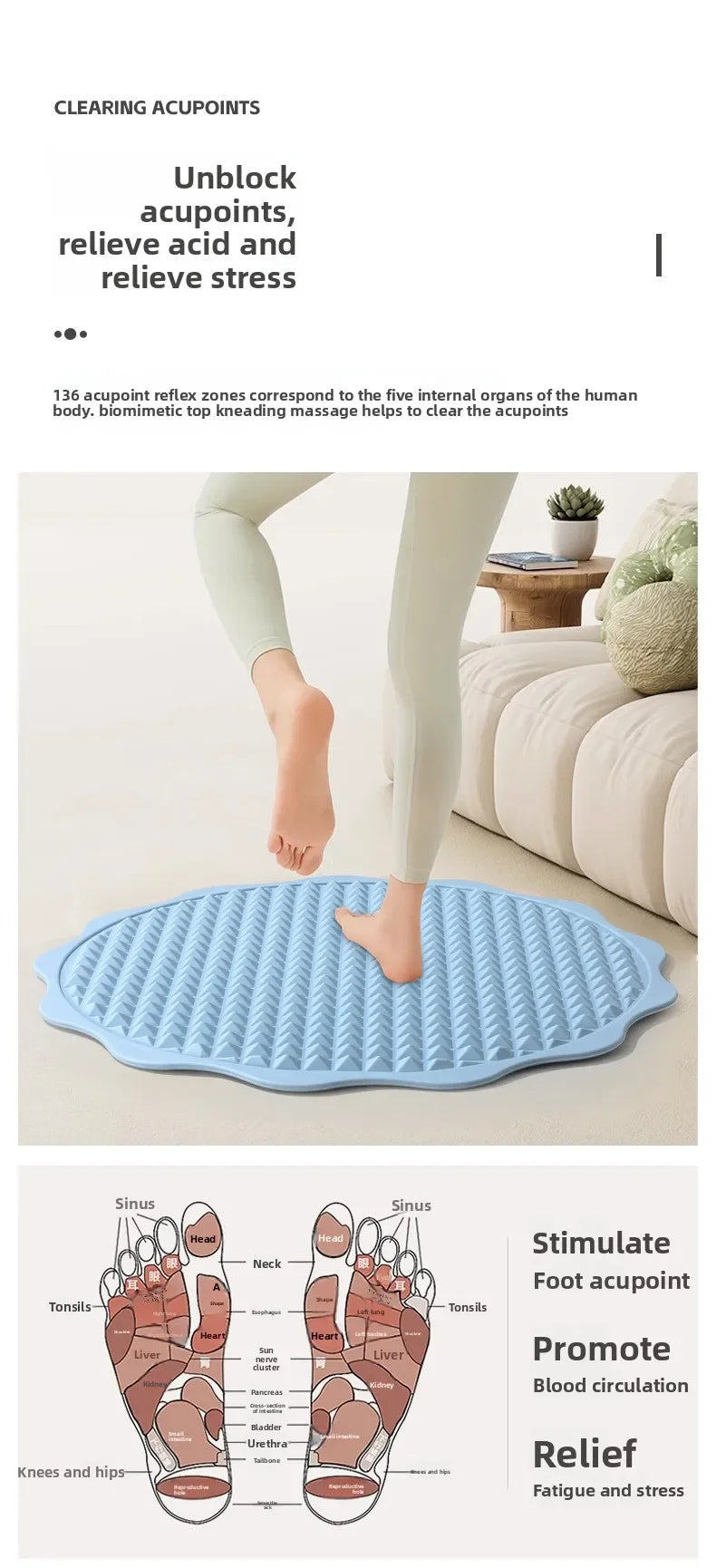 Indoor Acupressure Mat Silicone Anti Slip Jogging Foot Massage