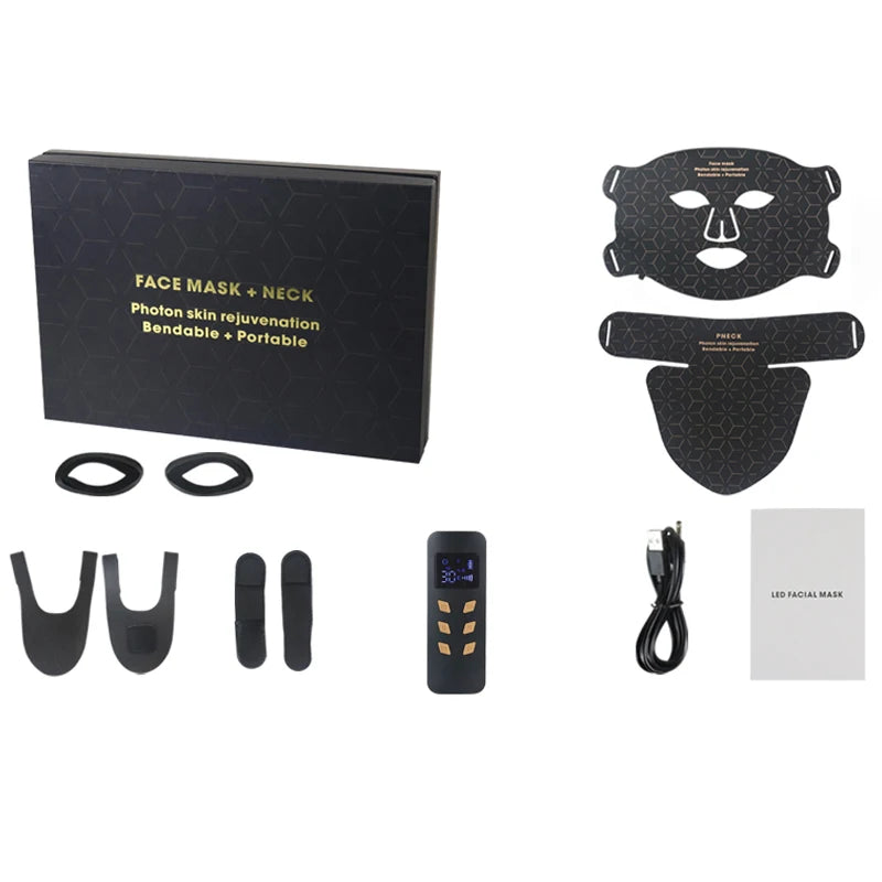 GlowThera - 4-Color LED Gesichts- & Halsmaske mit Rotlicht / Infrarot-Photonentherapie.